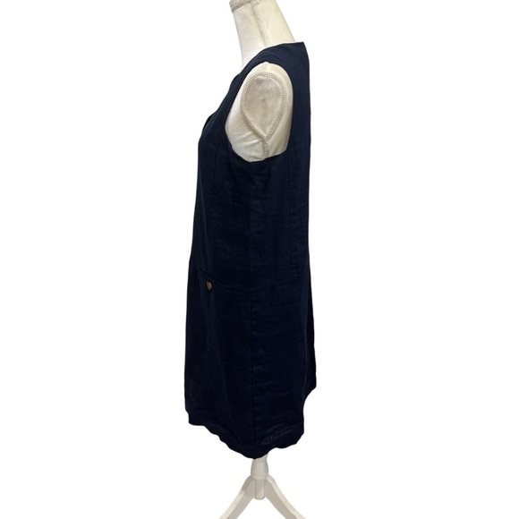 J. McLaughlin Weezie Navy Blue 100% Linen Sleeveless Dress SZ Medium $198 NWT - Picture 5 of 10